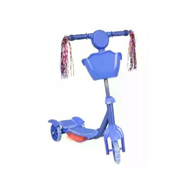 Imagem de Patinete Infantil 3 Rodas Led Som Cesta Dobrável - Congratulations Sto