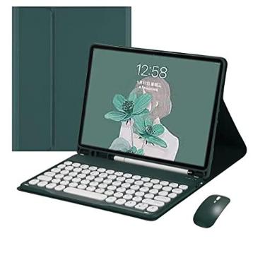 Imagem de Capa de teclado para iPad Mini 6 (iPad Mini 6ª Geração 8,3 polegadas), Teclado para iPad Mini 2021 com Mouse Bonito Chave Redonda Destacável Case com Porta Lápis para Mulheres Femininas, Cerceta