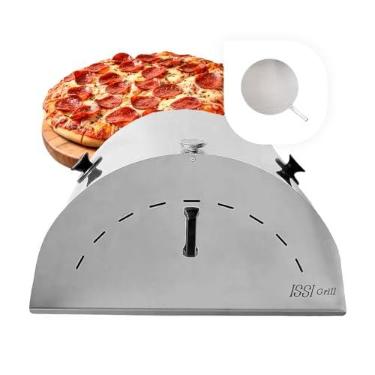 Imagem de Forno de Pizza Costela Médio em Inox para Churrasqueira com Refratário e Pá de Pizza Issi Grill
