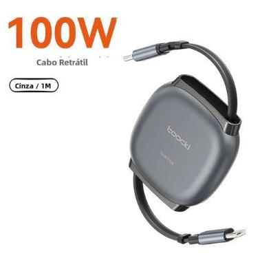 Imagem de Cabo Retrátil Tipo C De 100W Carregador Rápido Mini Tamanho Para iPhon