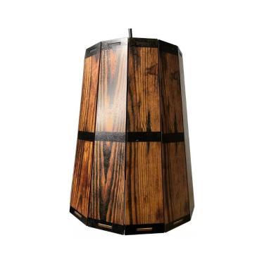 Imagem de Pendente Luminária De Teto Barril De Madeira Lustre Grife de Boteco Ba