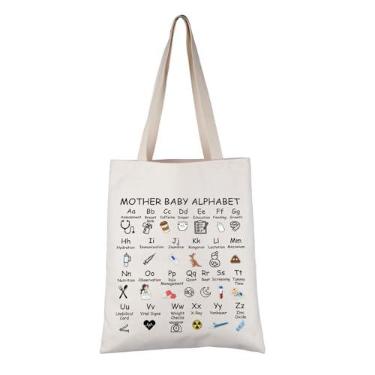 Imagem de VAMSII Presente de enfermeira para recém-nascido, mãe, bebê, enfermeira, alfabeto, bolsa de mão de mão, presente pós-parto, Mãe bebê enfermeira, alfabeto T