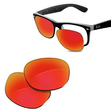 Imagem de Glintbay Lentes de óculos de sol de substituição 100% precisas para RayBan New Wayfarer RB2132 58 mm - Espelhado vermelho fogo polarizado