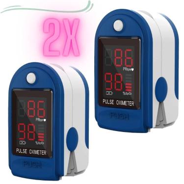 Imagem de KIT 2 Oxímetro Digital Dedo Medidor Saturação Sangue EnvioJA - QLEDS