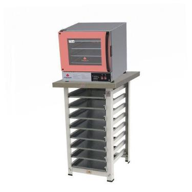 Imagem de Kit Progás Forno Turbo Elétrico Prp-004 Plus 220V Rosa + Bancada Mes-0