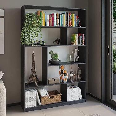 Imagem de Estante Livreiro Multiuso 5 Prateleiras 8 Nichos Seattle Yescasa Preto Perfect Touch