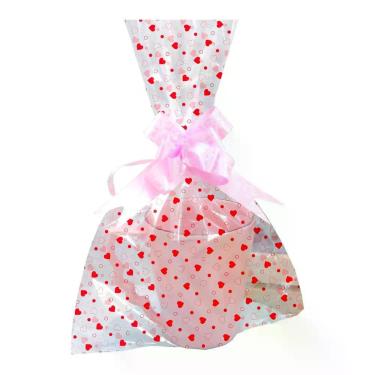 Imagem de Saco De Presente Transparente Estampado Gala 11x20 - 50 Un Estampa Amor Vermelho