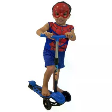 Imagem de Patinete Radical New Infantil Menino + Fantasia Homem Aranha - DM Toys