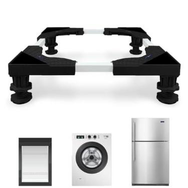 Imagem de KUPAO Mini Suporte Para Geladeira, Base Ajustável Universal Com 4 Pés Fortes, Pedestal Para Lavadora E Secadora Para Geladeira Pequena, Lavadora Ou Secadora Compacta Portátil, Preta