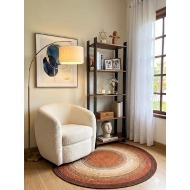 Imagem de JE HOME Estante Industrial de Madeira MDP com 5 Prateleiras Estilo Industrial para Decoração e Organização de Livros e Objetos em Sala, Escritório ou Quarto