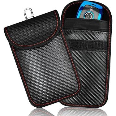 Imagem de Bolsa Faraday atualizada para chaveiro (pacote com 2), protetor de chave Faraday premium – Bloqueio de sinal RFID para carro, proteção de segurança do carro, bolsa antifurto, bloqueador de capa