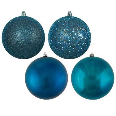 Imagem de Vickerman Ornamento de bola azul marinho de 7 cm, 4 acabamentos, sortido, 20 por caixa