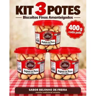 Imagem de Kit 3 Potes Biscoito Beijinho De Freira 400g Amanteigado - Vó Landa