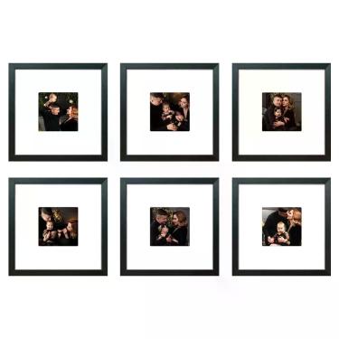 Imagem de Kit 6 Quadros Porta Retrato Foto 10X10 Paspatur Branco Moldura Preta MDF com Pelicula de Acetato 20X20