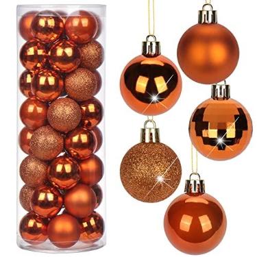 Imagem de Bolas de Natal laranja de 4 cm, 40 peças, conjunto de enfeites de Natal inquebráveis, enfeite de bolas de Halloween, enfeite laranja para festa de Natal
