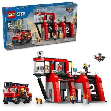 Imagem de LEGO Set City Fire 60414 Quartel dos Bombeiros com Camião dos Bom 843 peças