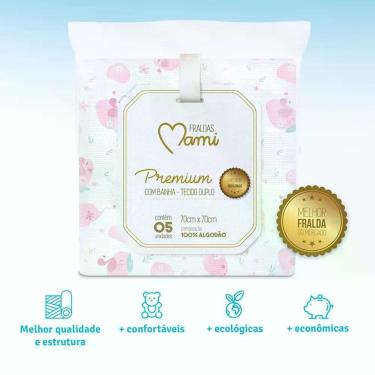 Imagem de KIT C/5 UNIDADES DE FRALDAS DE PANO MAMI PREMIUM 70x70cm ESTAMPADA C/B