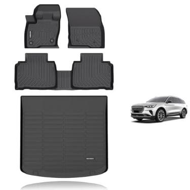 Imagem de KELCSEECS® Tapetes de chão e forro de carga personalizados para Lincoln MKX 2016-2018 / 2019-2023 Lincoln Nautilus, forros de piso TPE de proteção para todos os climas, conjunto completo de acessórios