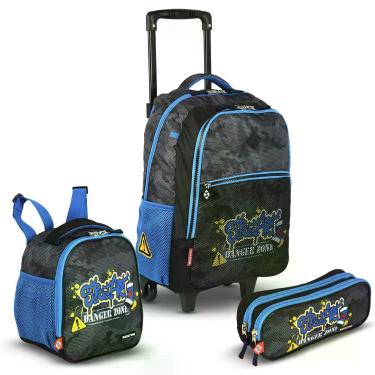 Imagem de Kit Mochila De Rodinhas Lancheira Estojo Grafitti Sestini, Grafitti