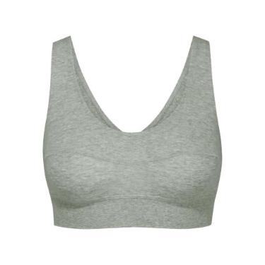 Imagem de Calida Corpete feminino de algodão elástico – sutiã macio e respirável para uso diário, ajuste esportivo confortável, 94% algodão, sem fio, Cinza, PP