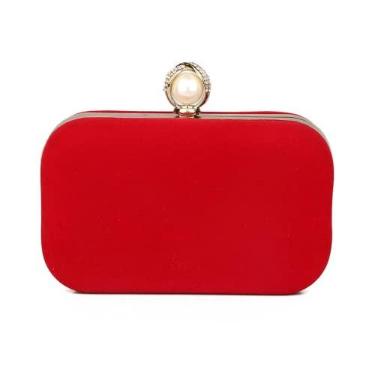 Imagem de Bolsas de noite de camurça clutch bolsa feminina bolsa de noite feminina bolsas mensageiro bolsa de mão, Vermelho, M