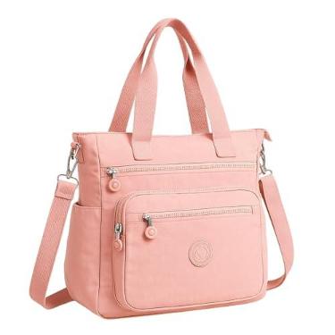 Imagem de Bolsa Feminina Grande Sacola de Ombro Tote Faculdade Trabalho Resistente (Rosa)