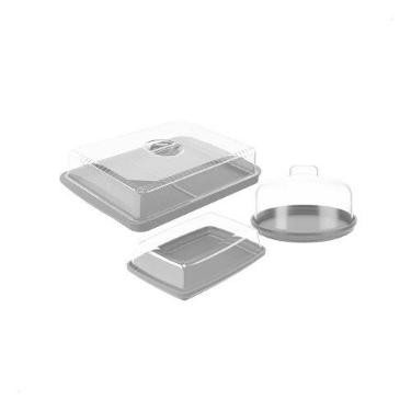 Imagem de Kit Mesa Posta 3 Peças Manteigueira Porta Frios Queijeira Tampa Transp