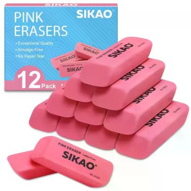 Imagem de Borracha Sikao Rosa Chanfrada Pacote com 12 Unidades Sem Látex