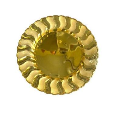 Imagem de Pratinho de Natal dourado Metalizado Acrílico Luxo 19cm-24un -  ARCÓLO
