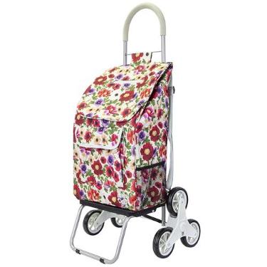 Imagem de dbest Products Carrinho de passeio com alças de mochila, carrinho de compras, apartamento dobrável, condomínio, flor
