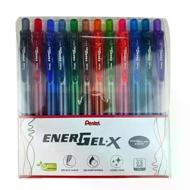 Imagem de Caneta Gel EnerGel-X 0.5mm Retrátil PENTEL Blister 12 Cores Escrita Ma