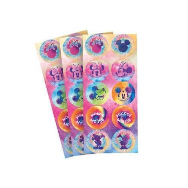 Imagem de Adesivo Redondo Minnie Tie Dye 30 Unidades - Regina - Rizzo Festas