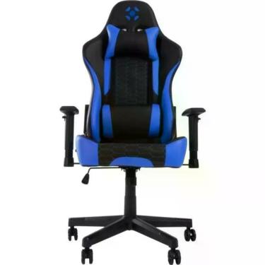 Imagem de Cadeira Gamer Cruiser com Revestimento Sintético e Encosto Reclinável 155º com Balanço Relaxante Preto-azul