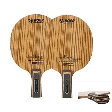 Imagem de Yajun Conjunto de raquete de pingue-pongue esportivo para casa interior ou exterior jogar tênis de mesa acessórios leves lâmina de 7 camadas fibra de carbono, curto