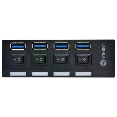 Imagem de Hub USB 3.0 Huv-50 4 Portas com Interruptor e LED Indicador Preto Vinik