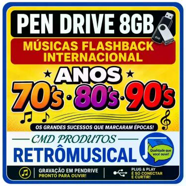Imagem de Pen drive 8gb Músicas InternacionalFlashback e Anos 70s, 80s e 90s mp3