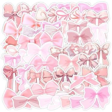 Imagem de Pacote de adesivos Pink Bow, 50 unidades, decalques de vinil à prova d