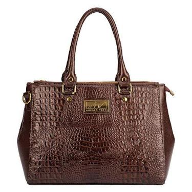 Imagem de Bolsa de couro croco grande com divisórias Toffee - Café