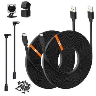 Imagem de weishan Pacote Com 2 Cabos De Extensão De Energia De 20 Pés, Compatível Com Câmeras De Segurança Wyze Cam V4, Wyze Cam Pan V3, Wyze Og, Wyze Cam V3 E V3 Pro - Cabo De Carregamento Usb Para Micro Usb