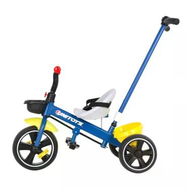 Imagem de Triciclo Infantil Cadeirinha Empurrador Azul Plástico Metal Cinto Segu
