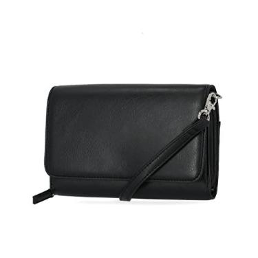 Imagem de Mundi Bolsa tiracolo antifurto fina e compacta RFID para mulheres, bolsa de viagem, carteira de couro vegano, (Preto), One Size