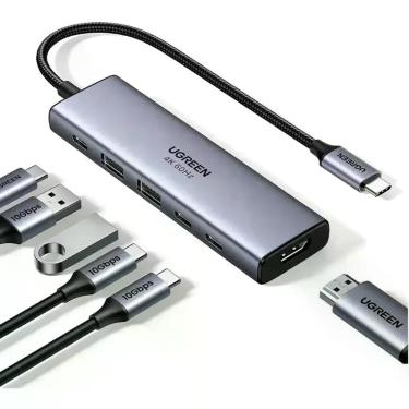 Imagem de Hub Ugreen USB-C, HDMI 4K/ 2x USB-A/ 2x USB-C 1PD 100W CM511