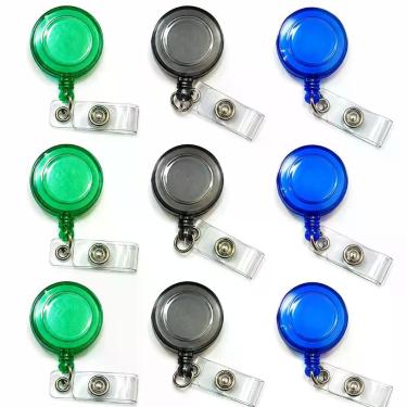 Imagem de Kits Porta Crachá Retrátil com Presilha Metálica, Roller Clip, Crachás