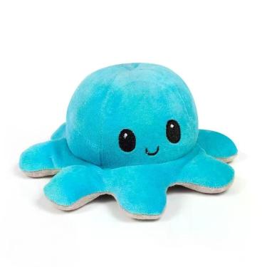 Imagem de Polvo Humor Reversível De Pelúcia Feliz Triste Azul E Bege