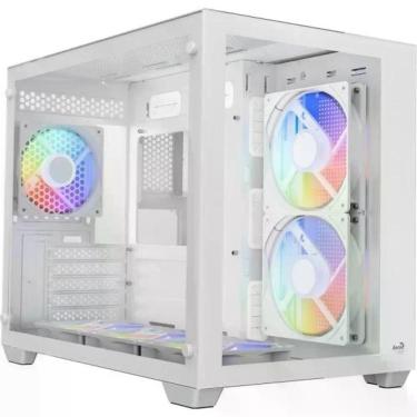 Imagem de Gabinete Gamer Aerocool Dryft Branco 6 Fans Argb Vidro
