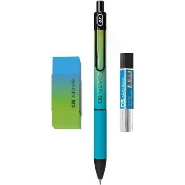 Imagem de Kit Lapiseira Move 0.7mm Cis Verde/Azul + Borracha + Grafite