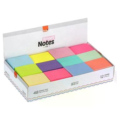Imagem de Caixa De Bloco Adesivo Smart Notes 12 Cores C-48 Unidades Brw