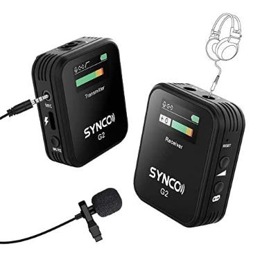 Imagem de SYNCO G2(A1) Wireless Lavalier Microphone System 1 Transmitter & 1 Receiver Lapel mic 230ft/70m for Vlogging Streaming YouTube go wirelessly on Camera Smartphone Tablet Synco-Wireless-Go-Mic Set
