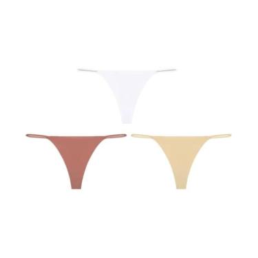 Imagem de Calcinhas Tanga Sem Costura De Cintura Baixa 3PCS Com Alças Finas E Al