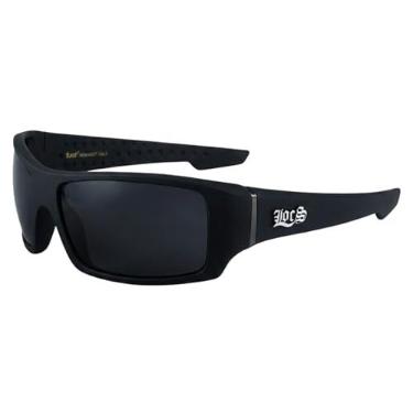 Imagem de culos de sol masculinos retangulares Hardcore Wrap 63 mm Locs, Matt Black Rubberized Finish